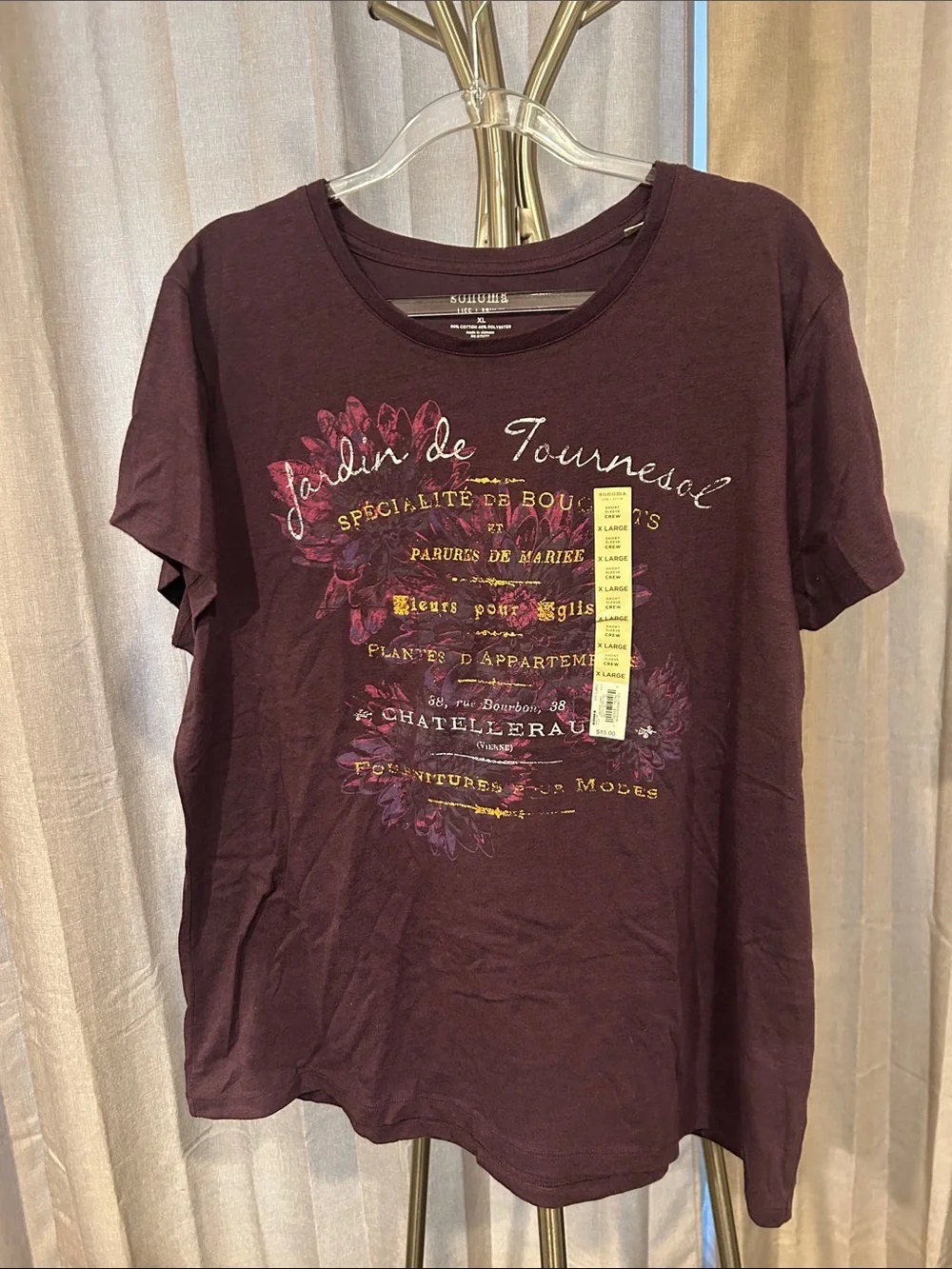 Sonoma Burgundy Short-Sleeve Graphic Tee with Gold Accents - Picture 1 of 6